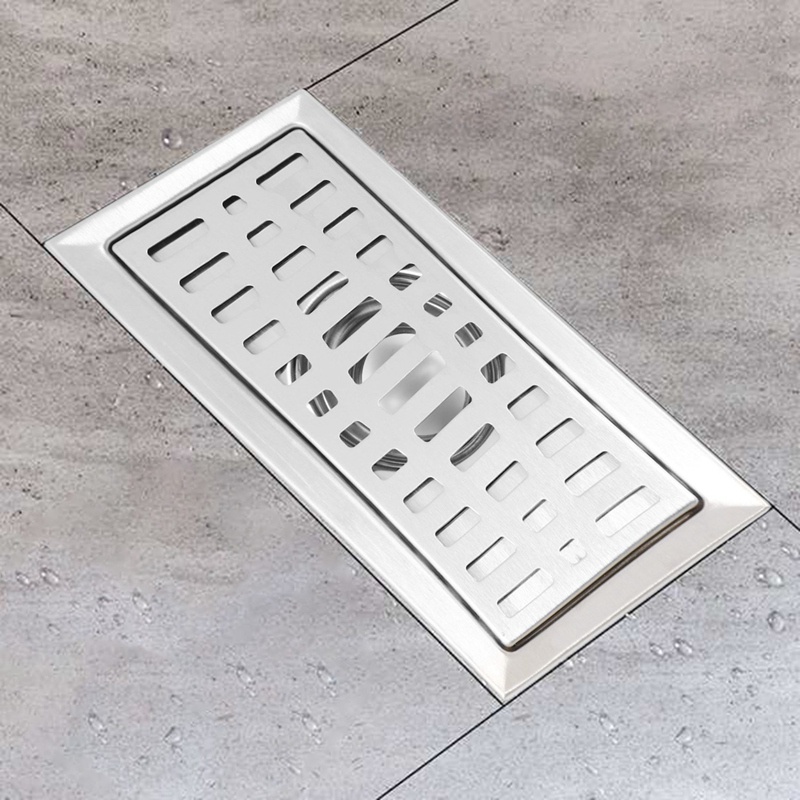 Nắp đậy cống thoát nước sàn nhà tắm bằng thép không gỉ 20cm x10cm tiện dụng