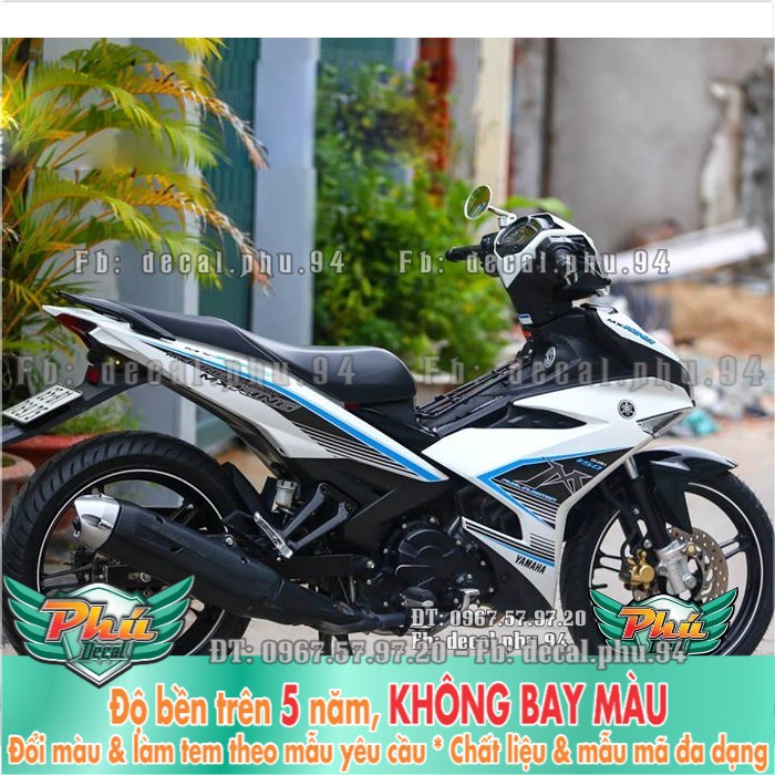 Tem rời EX 150 MX king trắng chỉ xanh (P) -1
