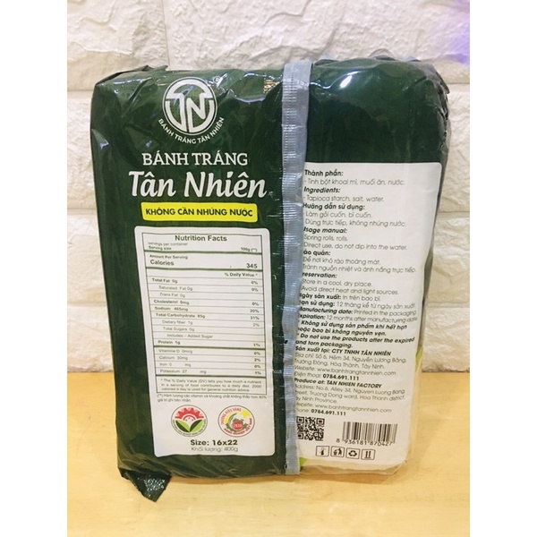 BÁNH TRÁNG TÂN NHIÊN LOẠI THƯỢNG HẠNG SIÊU MỎNG KHÔNG CẦN NHÚNG NƯỚC TL 400G