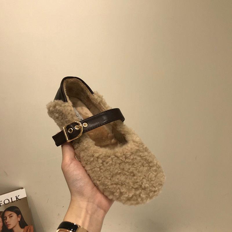 Giày Búp Bê Nữ Phủ Lông Thời Trang Hàn