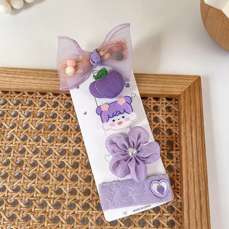Kẹp Tóc Nơ Viền Vải Lưới Dễ Thương Cho Bé Gái