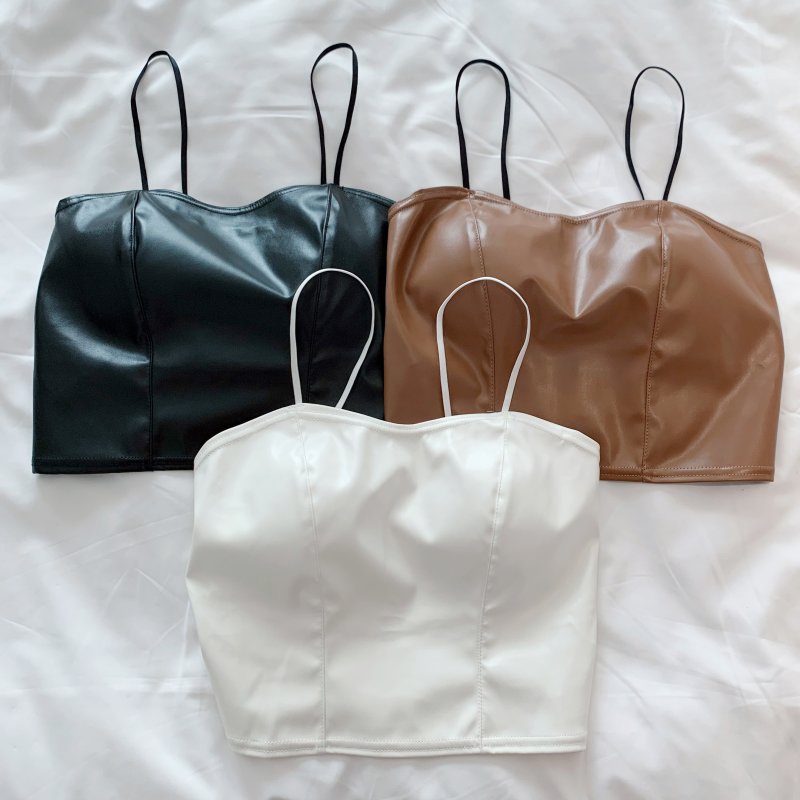 Áo Dây Da Pu Có Miếng Đệm Ngực Thời Trang Quyến Rũ