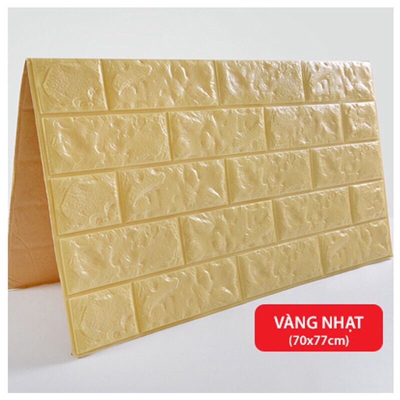 Combo 10 tấm - Decal Dán Tường Xốp 3D Giả Gạch (Màu Vàng)