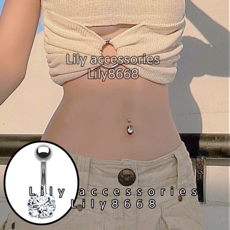 BELLY RING khuyên titan rốn đá tròn không gỉ không đen không dị ứng