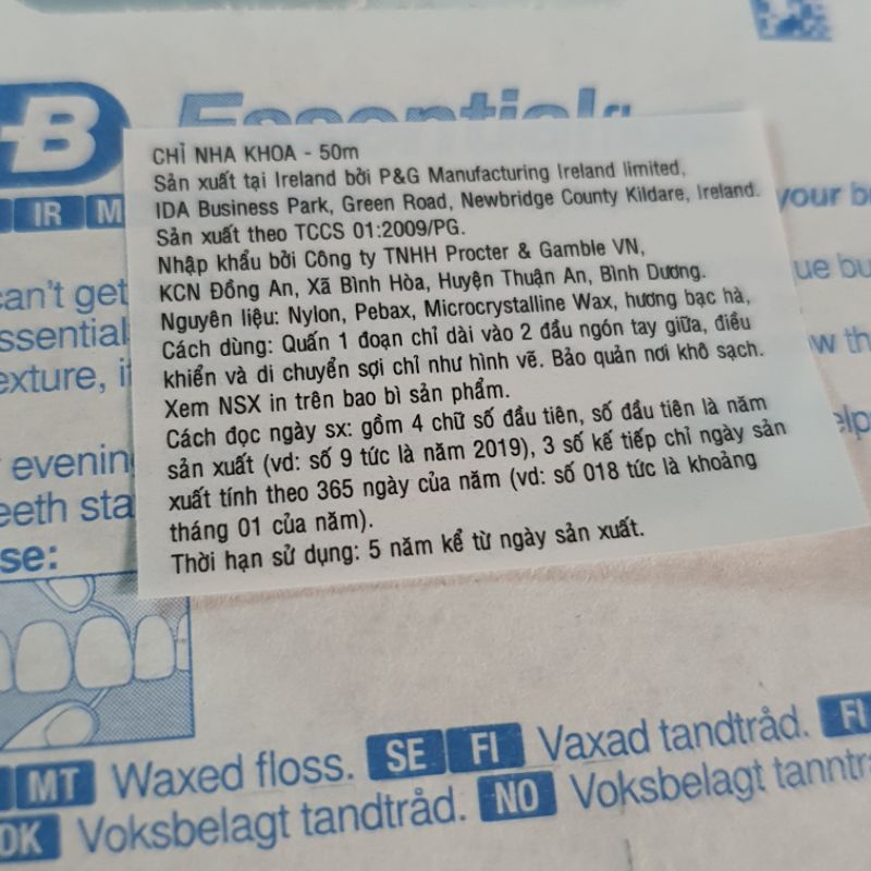 Chỉ Nha Khoa Oral-B Essential Floss 50m  - Đông Anh Pharmart