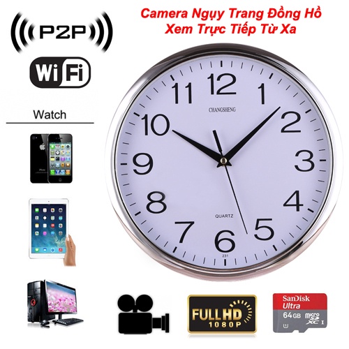 Camera Giám Sát Siêu Nhỏ Đồng Hồ Treo Tường Xem Trực Tiếp Từ Xa, Âm Thanh Và Hình Ảnh Chất Lượng Cao