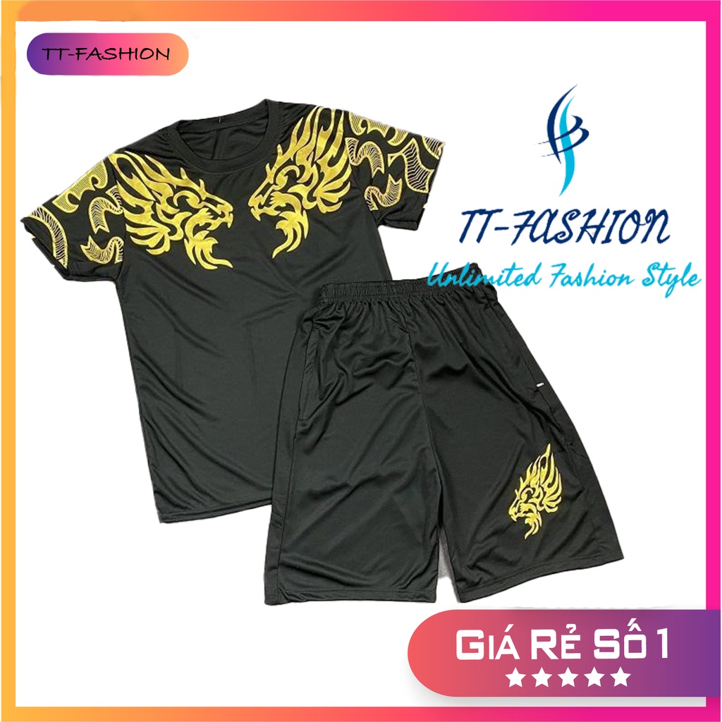 Set đồ bộ thể thao nam nữ mẫu in thiết kế hình sư tử độc lạ, phong cách thời trang mùa hè thoáng mát, vải dày mịn DB21