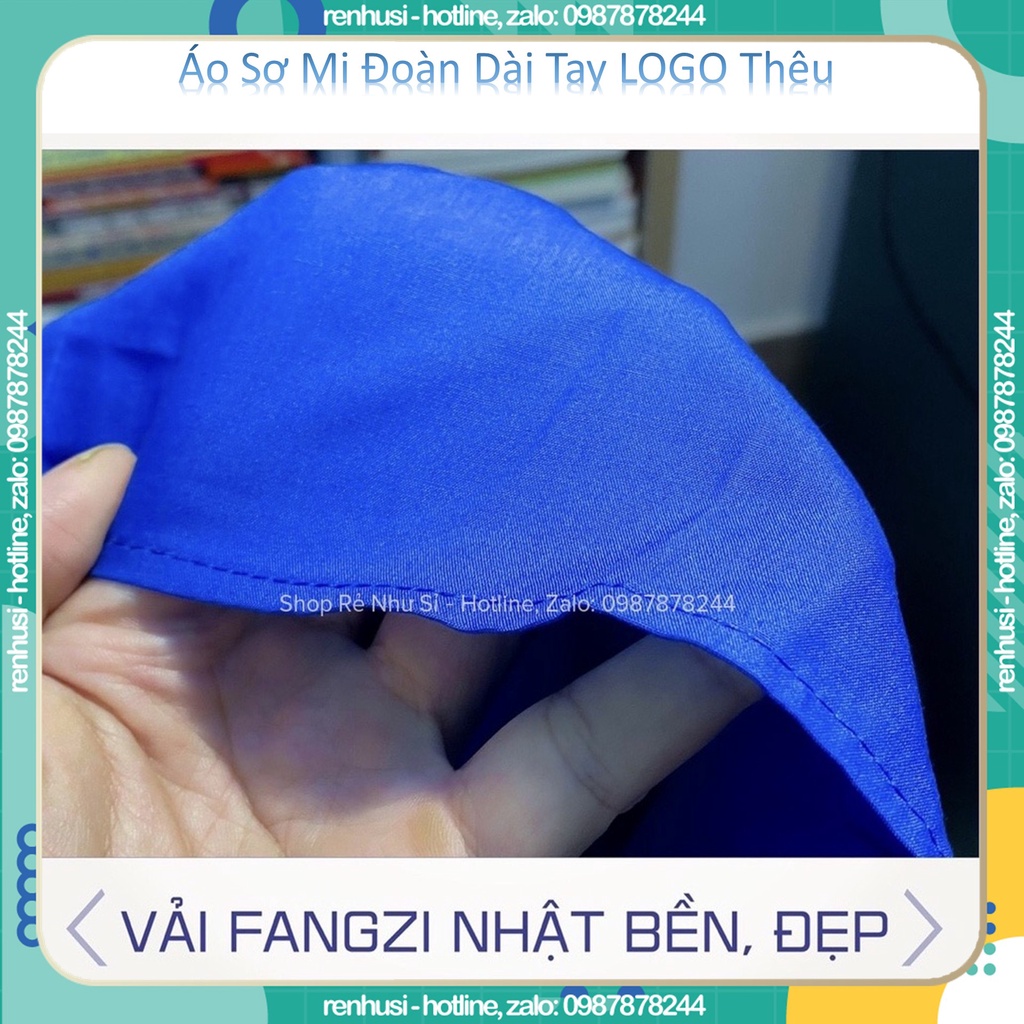 Áo đoàn thanh niên dài tay Logo Thêu, áo sơ mi đoàn Logo Thêu