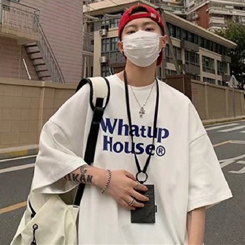 Áo Thun Tay Ngắn Dáng Rộng In Chữ Thời Trang Mùa Hè Phong Cách Hàn Quốc Cho Nam Size M-5XL