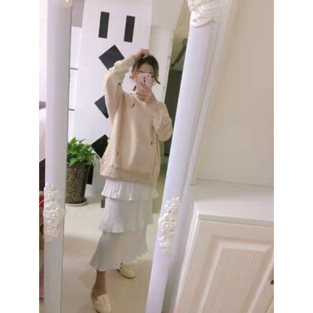 Chân váy dài 3 tầng dập ly, mềm mại, bồng bềnh xếp ly | BigBuy360 - bigbuy360.vn