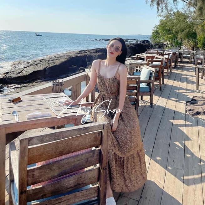 Váy midi 2 dây hoa báo sang chảnh chất đẹp loại 1 Zulyshop | BigBuy360 - bigbuy360.vn