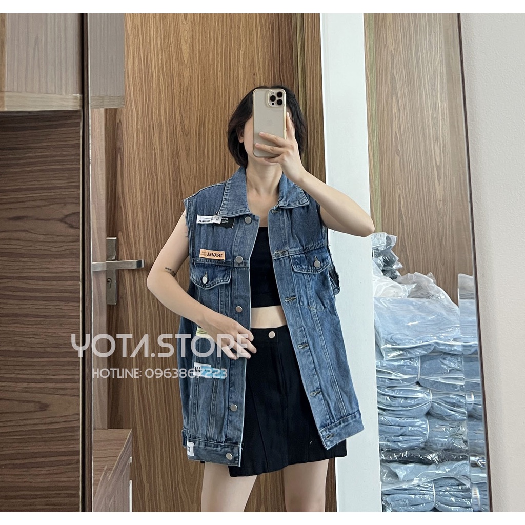 Áo khoác jeans gile tag - KB19