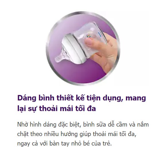 Bình sữa cổ rộng Avent Natural Chính Hãng cho bé 125ml - 260ml (Kèm núm ti)