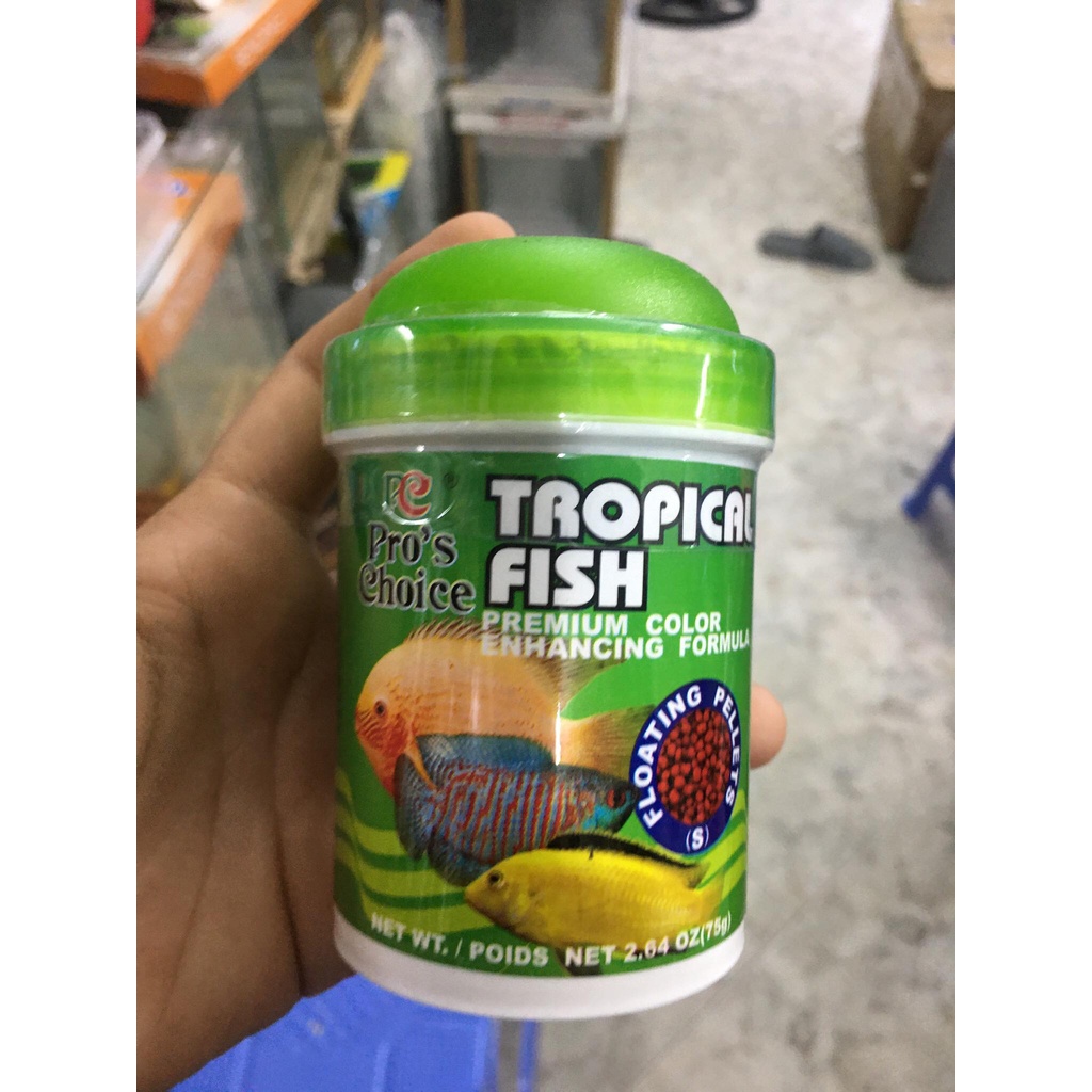 Thức Ăn Cho Cá Ali TROPICAL FISH - Pro'S Choice (Dạng Hạt) (Lọ Xanh Lá 75g)