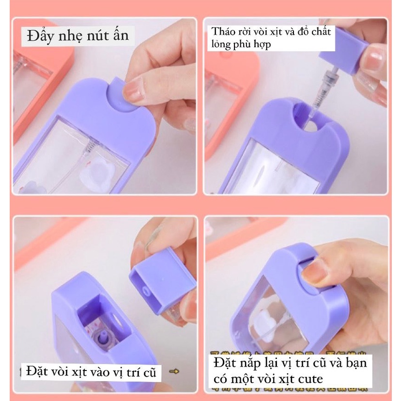 Chai chiết mỹ phẩm vòi xịt phun sương 45ml nhỏ gọn icon hoạt hình xinh xắn