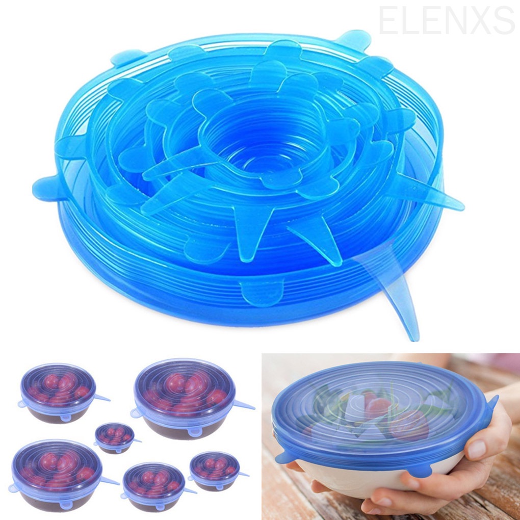 Set 6 Nắp Silicone Đậy Thực Phẩm Có Thể Tái Sử Dụng