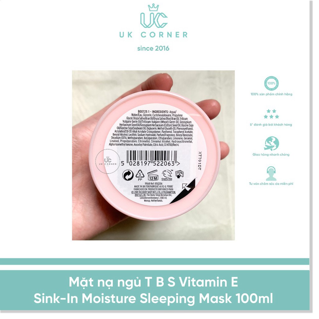 [Mã giảm giá] Mặt nạ ngủ The Body Shop Vitamin E Sink-in Moisture Sleeping Mask 100ml