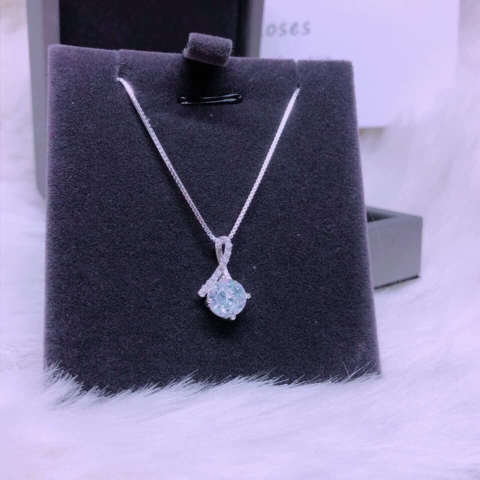 Dây chuyền nữ mặt xoắn nạm đá trắng xinh xắn LINH MIU SILVER
