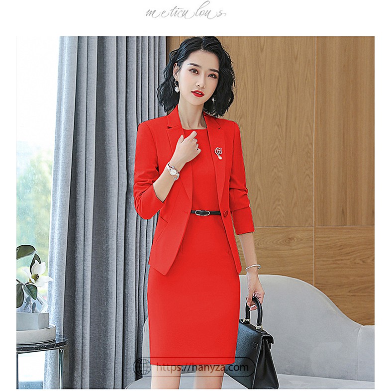 Bộ Đầm Vest Công Sở Nữ Sang Trọng