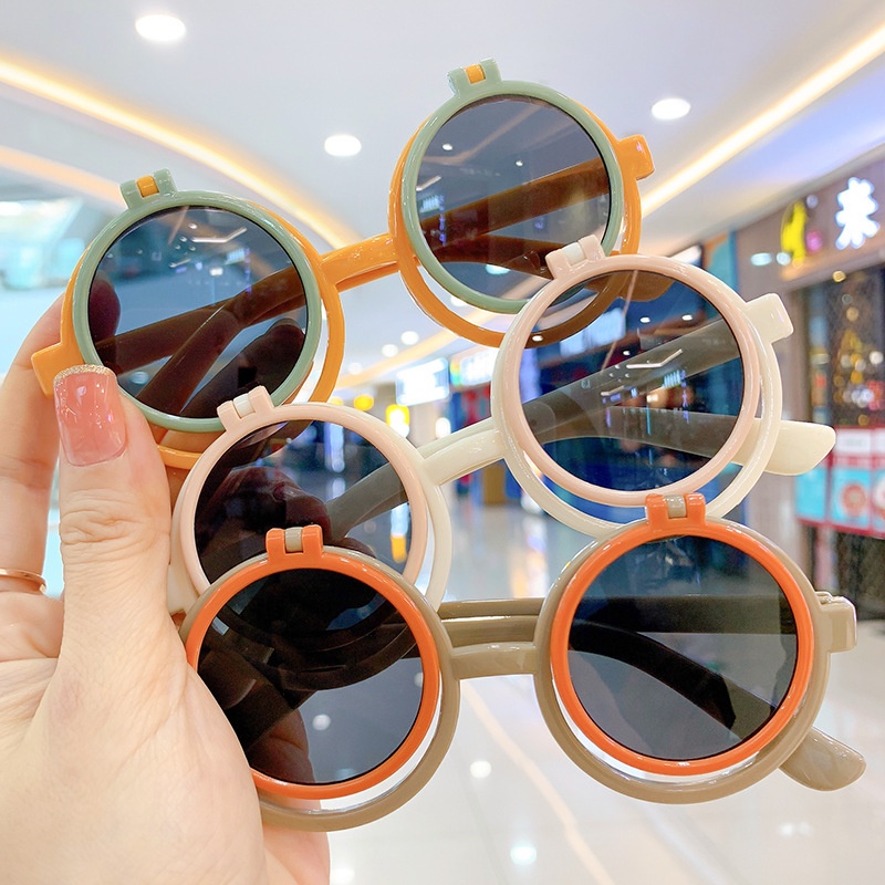 Kính Mát Tròn Màu Trơn Dễ Thương Cho Bé