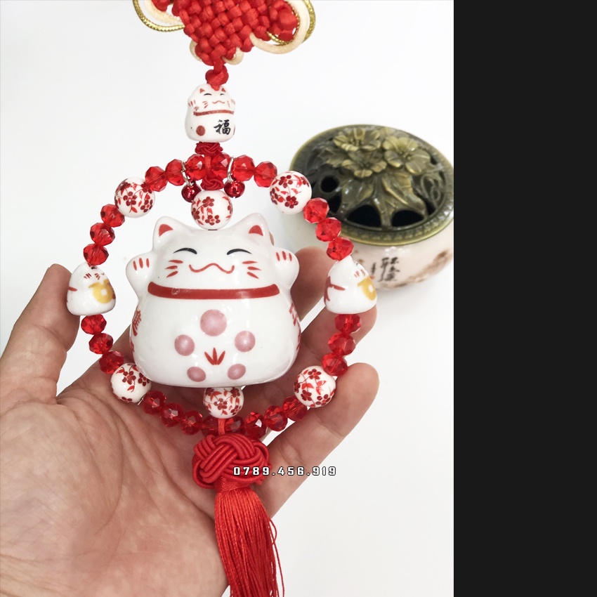 Dây Treo Mèo Thần Tài Để ô Tô Nhiều Màu 10X35Cm