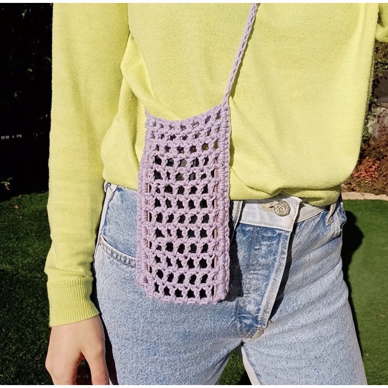 TÚI LƯỚI ĐỰNG ĐIỆN THOẠI LEN MÓC HANDMADE ĐEO CHÉO MÀU SẮC CUTE