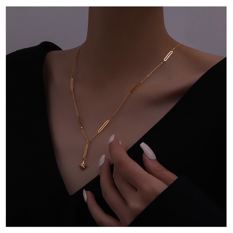 Vòng cổ MAYEBE LAVEND mạ vàng 18k mặt hình ngôi sao 6 cánh đơn giản