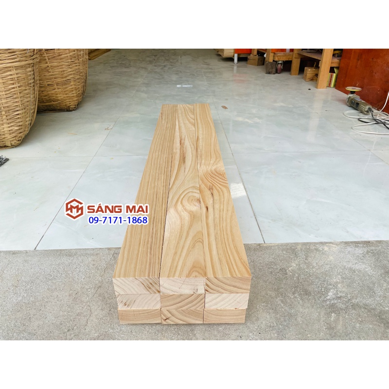 [MS151] Thanh gỗ thông 4cm x 8cm x dài 120cm + láng mịn 4 mặt