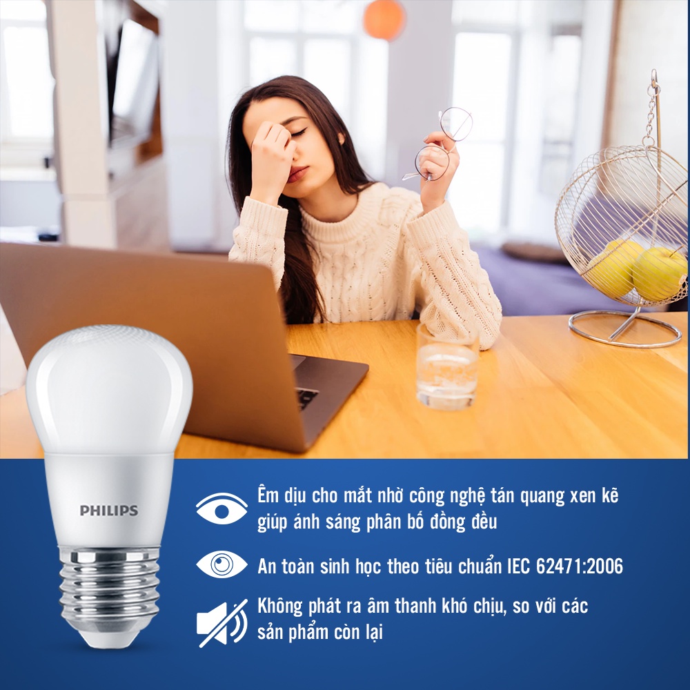 Bóng đèn Philips LED Bulb P45 Mycare Công suất (3W, 4W) (01 bóng)