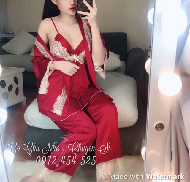 ♥️[Q11.HCM] ♥️LL236 - Set bộ áo choàng kèm đồ bộ ngủ sexy chất satin - cochunhochuyensi