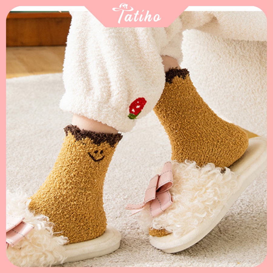 Vớ Tất Len Cổ Cao Họa Tiết Smile Lông Cừu Thời Trang Thu Đông Phong Cách Hàn Quốc - Tatiho - Mã TV020