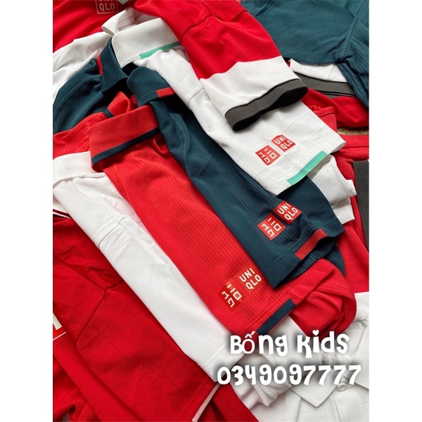 Áo Polo Nam &amp; Bé Trai Phối Lưới Thông Hơi Mềm UNI(cắt tag có lỗi vải nhẹ)