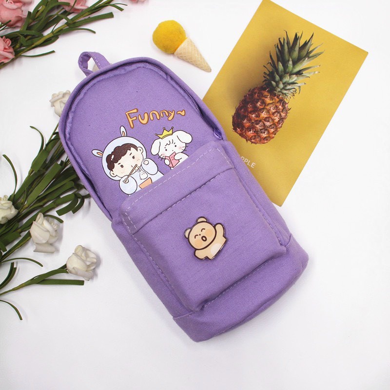 Hộp Đựng Bút Hình Balo Vải Đẹp Hình Cặp Sách In Hình Cô Gái Xinh Xắn Hot Trend
