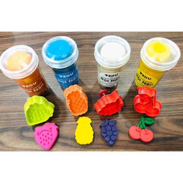 Bộ khuôn ấn trái cây chơi bột nặn đất nặn an toàn Tedu