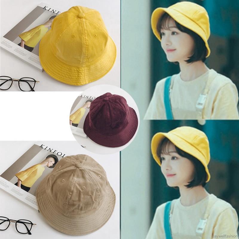 [Baywellfashion]Women Fashion Concise Casual Sunscreen All-match Solid Color Personality Bucket Hat