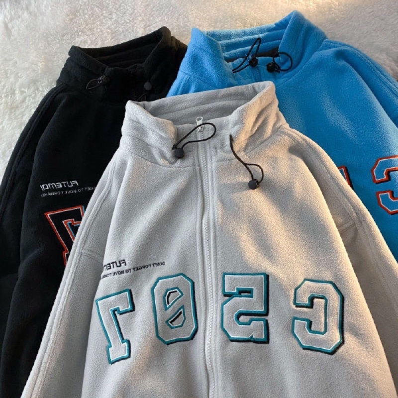 Áo Khoác Nỉ Bông 2 Lớp Nam Nữ Hình Thêu