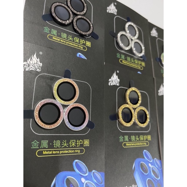 Combo bộ 3 vòng nhũ bảo vệ camera cho máy táo các dòng 3 mắt, có nhiều màu, như ảnh