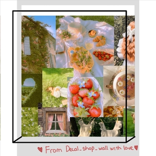 [FREESHIP EXTRA] 12 tấm Wall Collage  keo sẵng dán tường - theme Trà Xanh Trái Cây