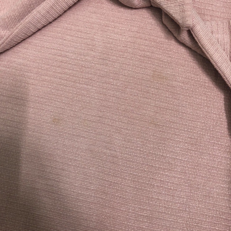 Áo Kiểu Nữ Tahari Hồng Nude Thun Gân Cổ Tròn Tay Ngắn Vai Liền Thắt Nơ Eo - lỗi dơ