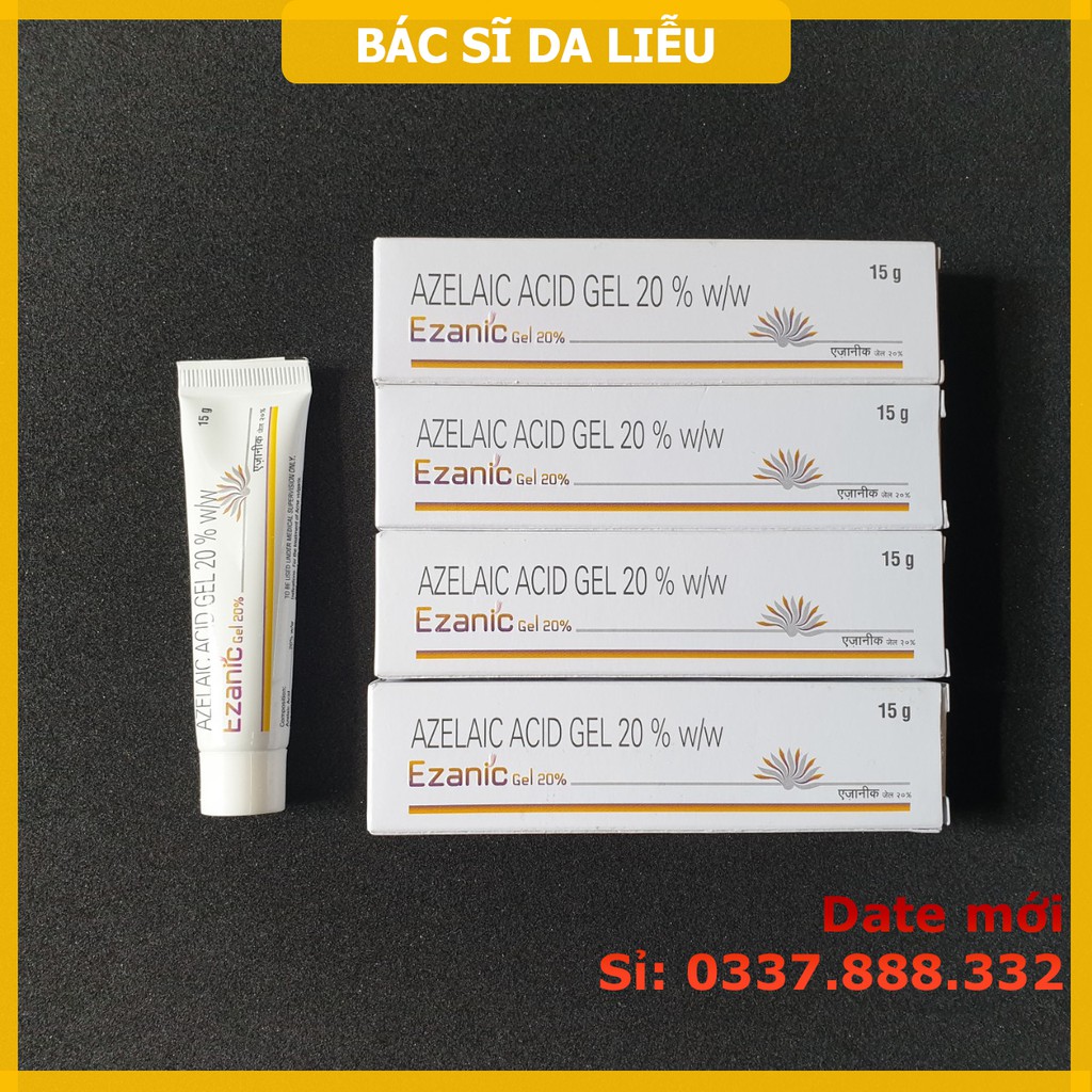 Chấm Mụn Ezanic Gel (15g) - 20% azelaic acid, giảm mụn, làm mờ thâm mụn, dưỡng trắng sáng da (Skinoren, Azclear)