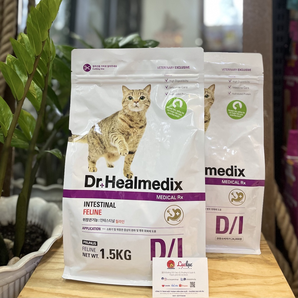 HẠT CHO MÈO HỖ TRỢ ĐƯỜNG RUỘT - DR. HEALMEDIX INTESTINAL FELINE - Túi 1.5kg seal hãng