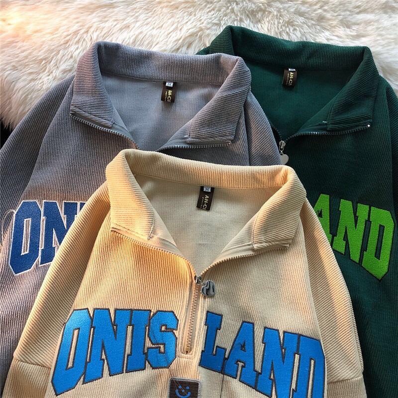 [HÀNG LOẠI 1] Áo Polo Khoá Nam Nữ Cổ Bẻ Logo Chữ ONISLAND Thêu Chất Thun Tăm Dày Dặn Tay Dài Hàn Quốc Unisex