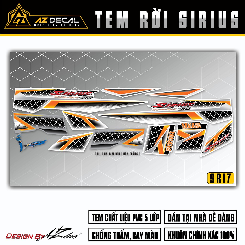 Tem Sirius Mẫu 4 - Stroke Cao Cấp | SR17 | Chất Liệu Chống Nước, Chống Phai Màu, Dễ Dán
