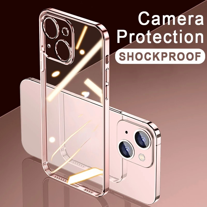 Ốp Điện Thoại Silicon Mềm Trong Suốt Chống Sốc Mạ Viền Sang Trọng Cho iPhone 14 13 12 Mini 11 Pro Max X Xs XR 7 8 Plus SE3