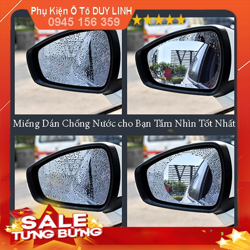 Bộ miếng dán chống bám nước cho xe hơi ô tô - miếng dán chống bám nước gương chiếu hậu ô tô hình tròn , bầu dục