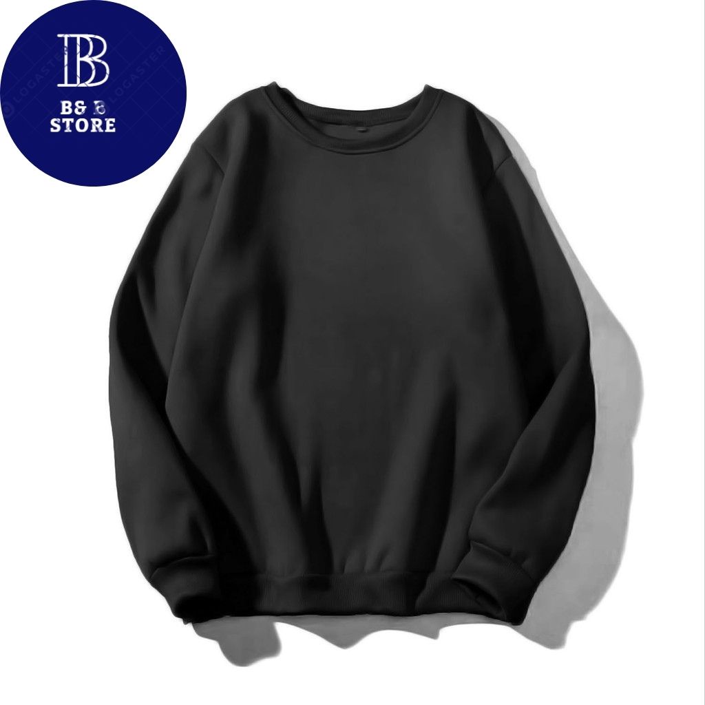 Áo sweater trơn nam nữ form rộng, áo tay dài unisex nỉ bông dày mềm mịn