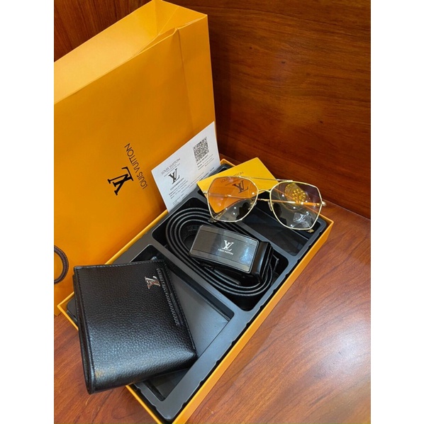 Set 3 dây lưng kính+ ví fullbox bill túi giấy,set 3 chi tiếtFreeship