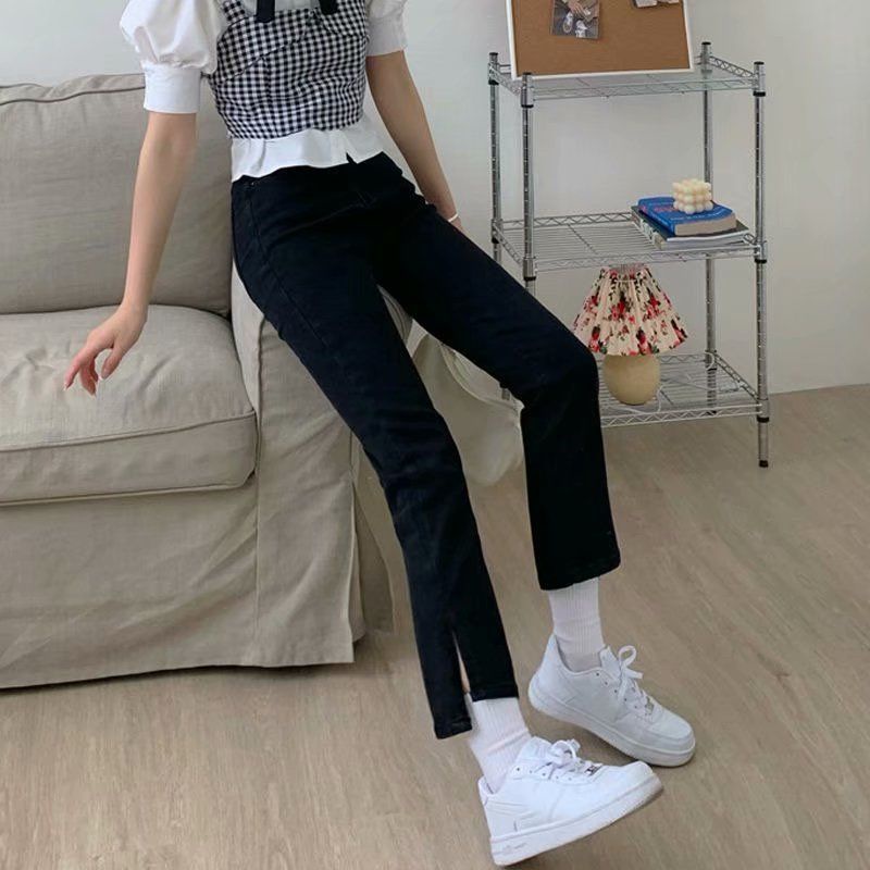 Quần Jeans nữ lưng cao xẻ ống thời trang mới