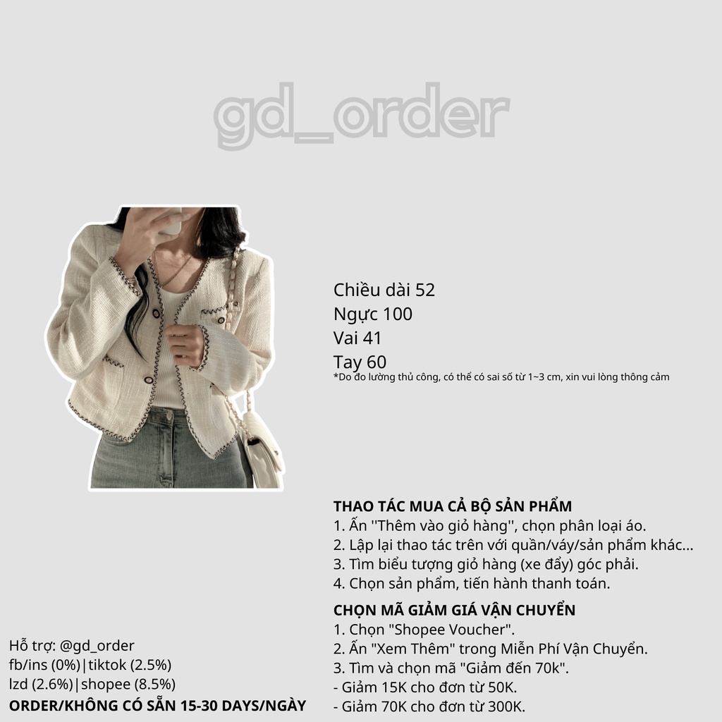 K96|Áo khoác blazer dáng ngắn cá tính cho nữ dài tay công sở thanh lịch gd_order