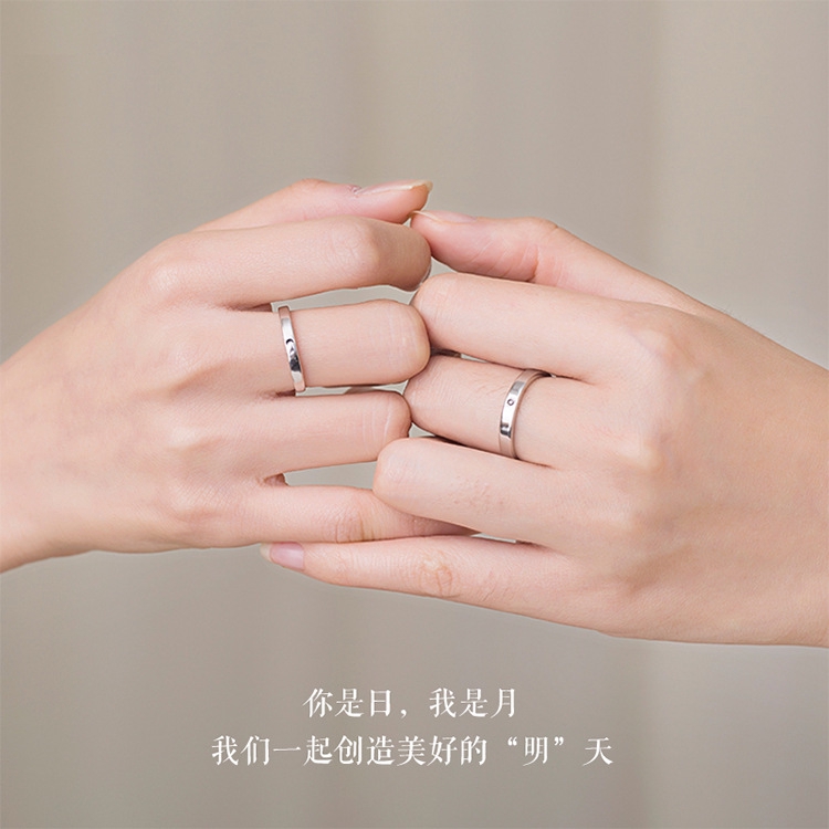 Nhẫn Đôi Mạ Bạc 925 Có Thể Điều Chỉnh Kích Thước